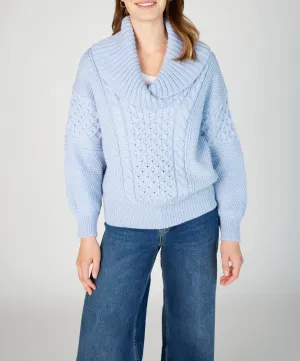 Aster Shawl Collar Oversized Sweater Ice Blue