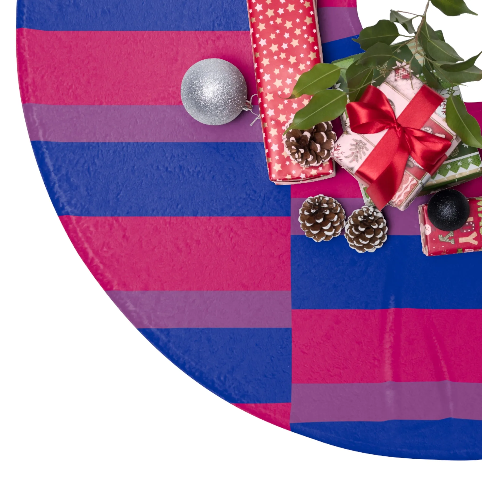 Bisexual Pride Striped Christmas Tree Skirt – Colorful Holiday Decor