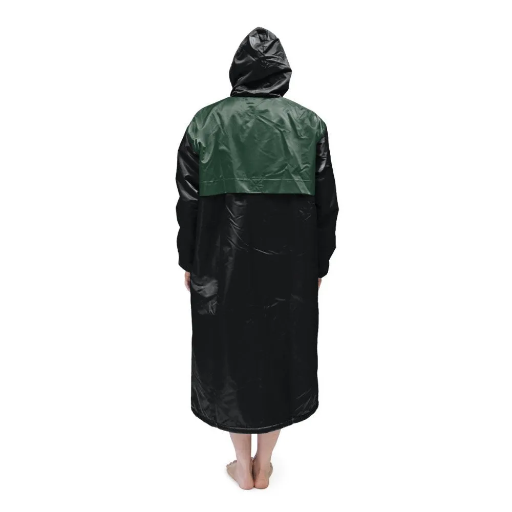 Black & Green Solid Swim Parka