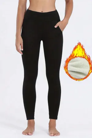 Black Fleece Lined Thermal Leggings