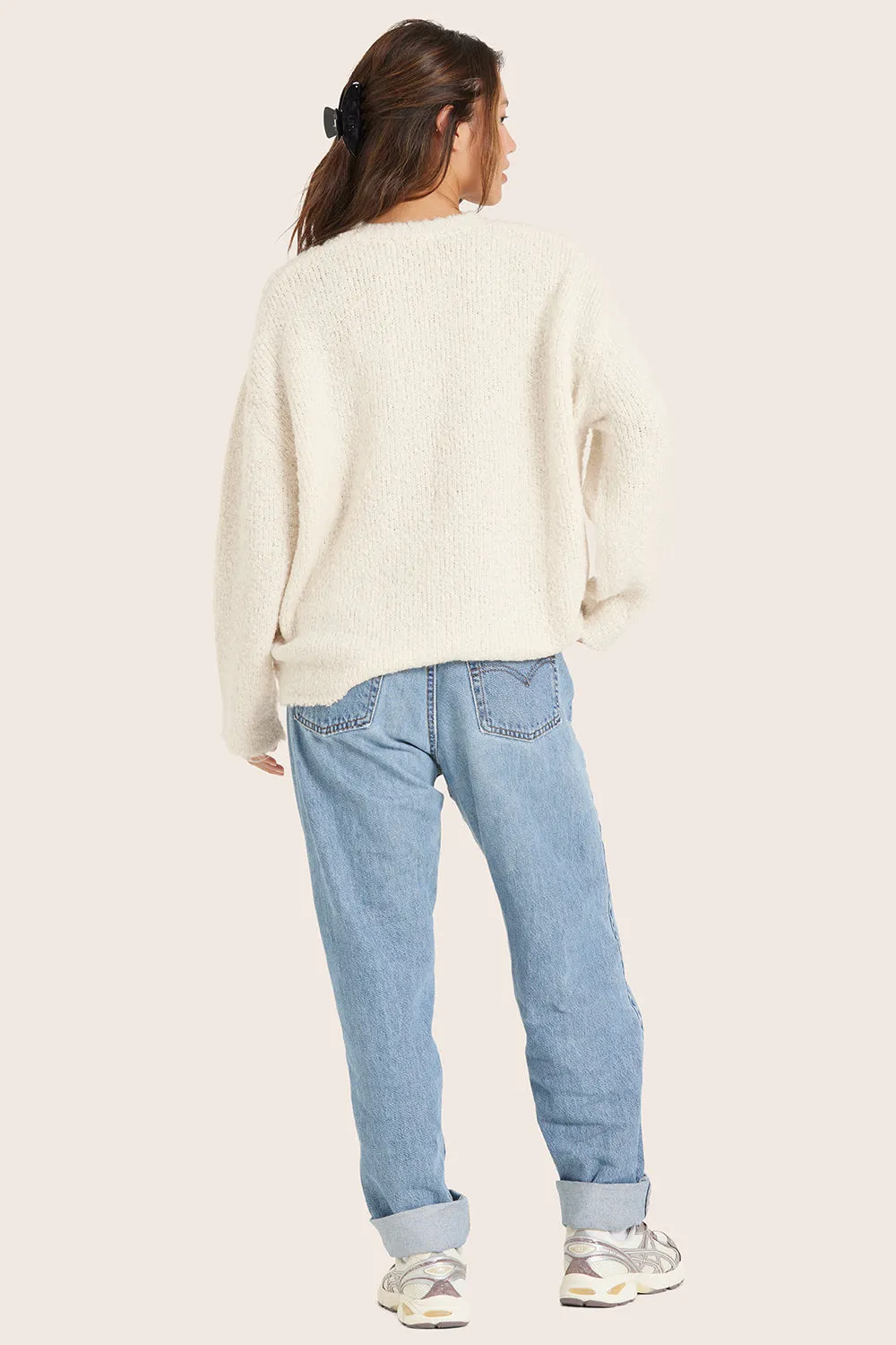 BOUCLÉ OVERSIZED CREWNECK SWEATER - OPAL