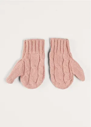 Cable Detial Knitted Mittens in Pink (S-L)