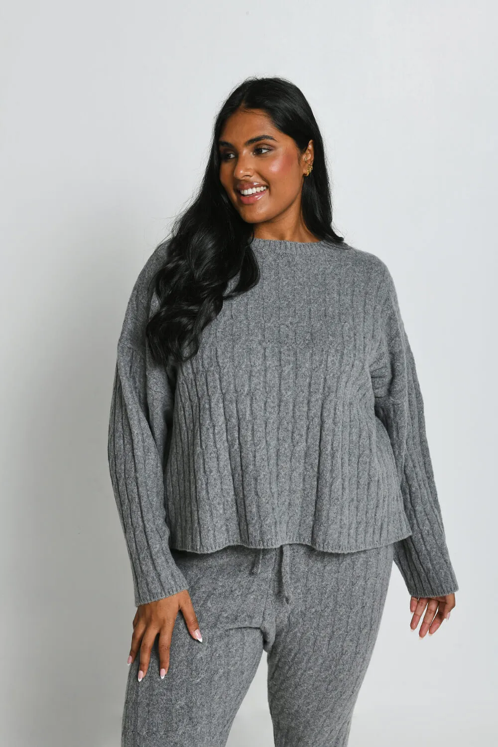 Cable Knit Jumper - Grey