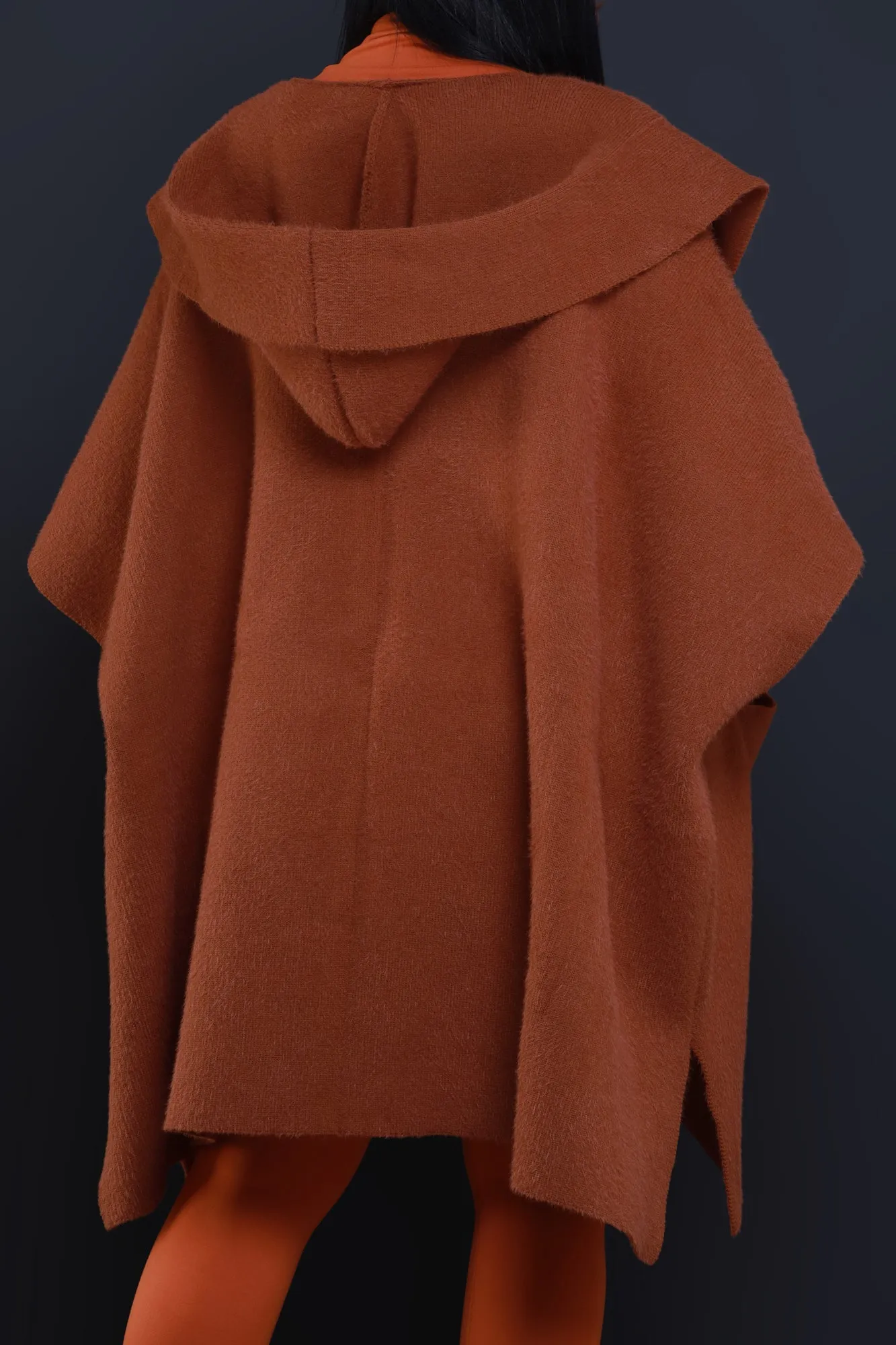 Can I Say Oversized Hooded Poncho - Camel