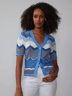 Chevron Front Button Cardigan