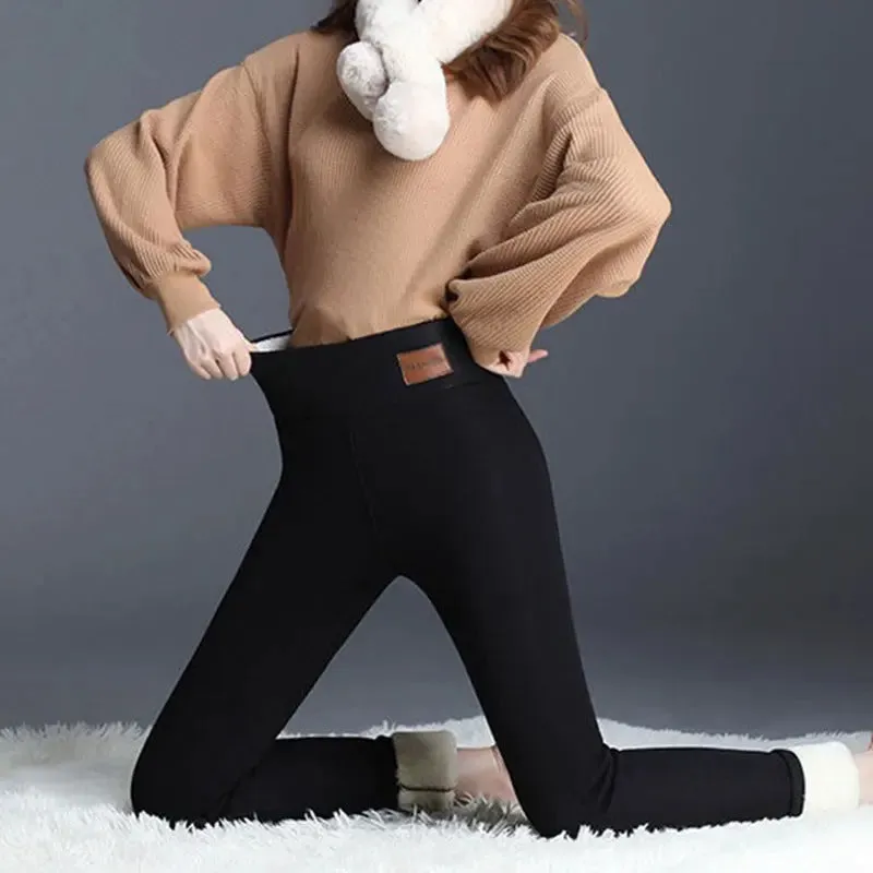 CHRLEISURE Women Winter Warm Thicken Leggings Fleece Pants Female Thermal Leggings Thick Tights Sexy Hight Wasit Stretchy