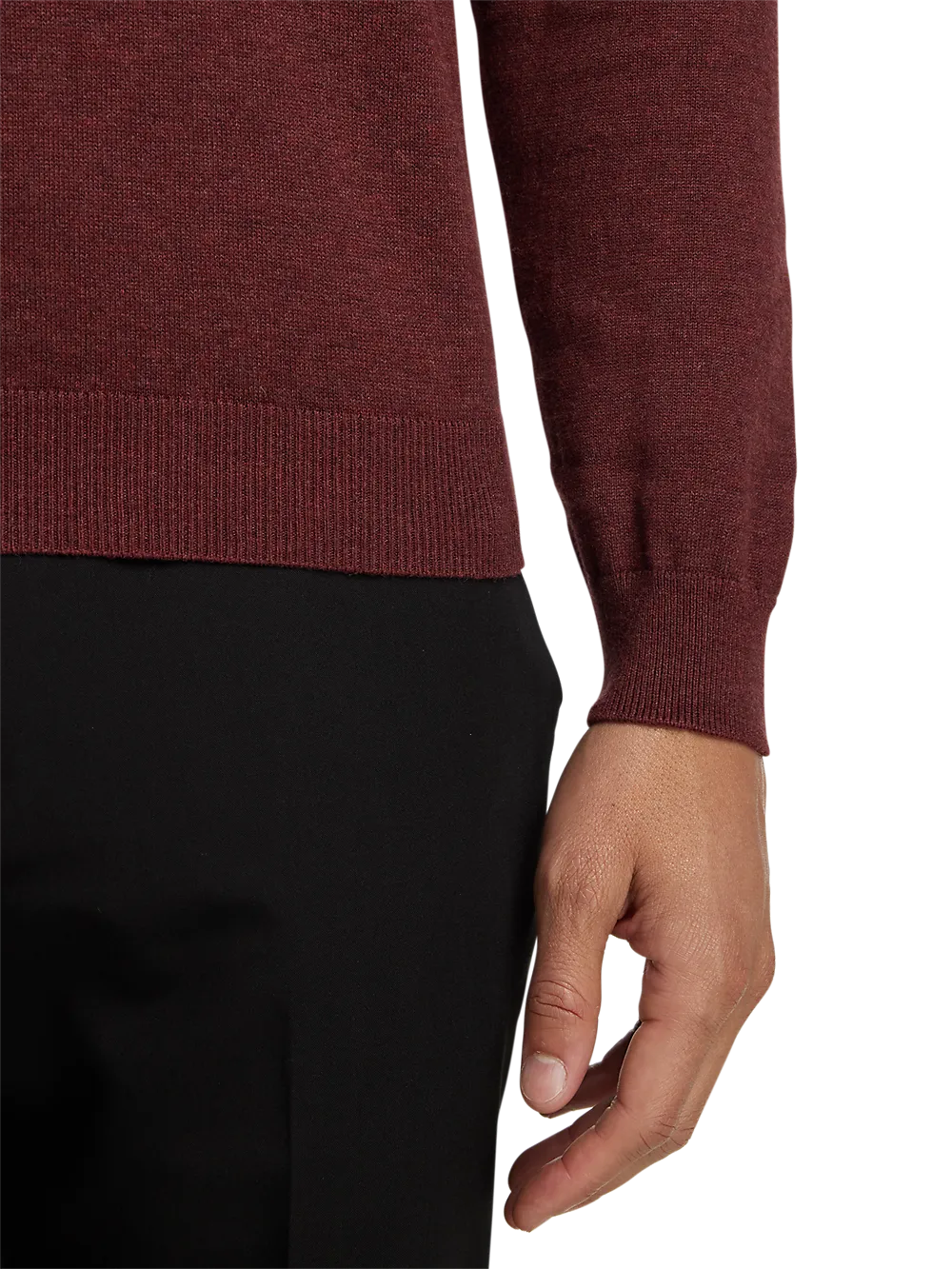 Cotton Quarter Zip Mock Neck Sweater - Burgundy