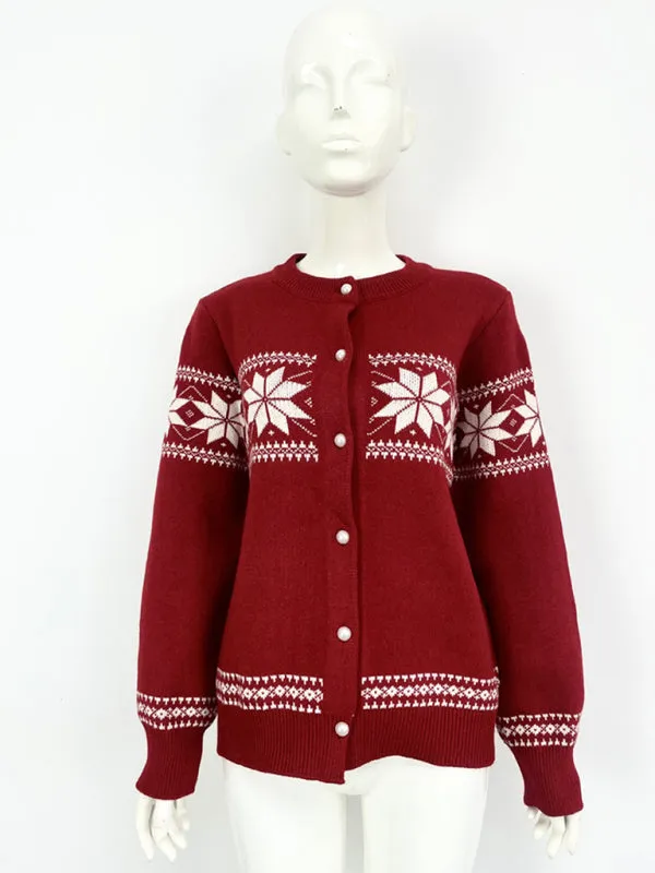 Cozy Knit Snowflake Cardigan for Stylish Winters