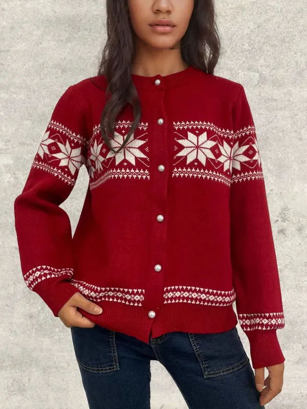 Cozy Knit Snowflake Cardigan for Stylish Winters