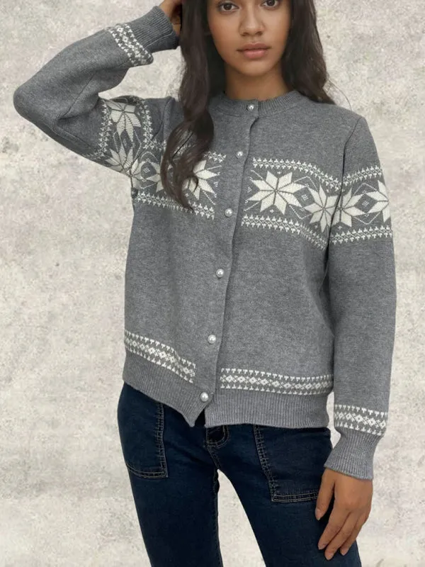 Cozy Knit Snowflake Cardigan for Stylish Winters