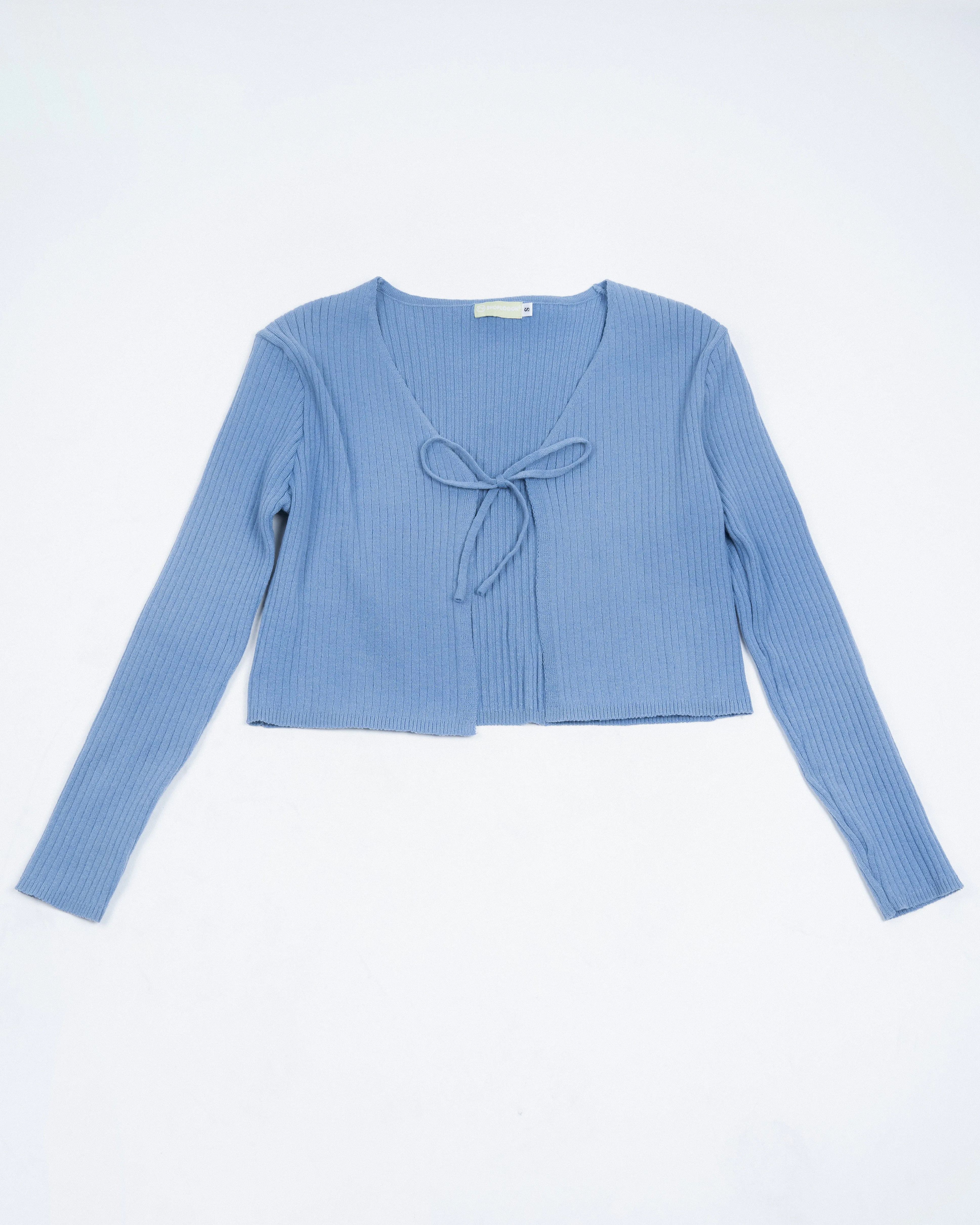 Eco Ribbed Knit Cardigan (Blue)