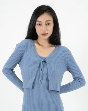 Eco Ribbed Knit Cardigan (Blue)