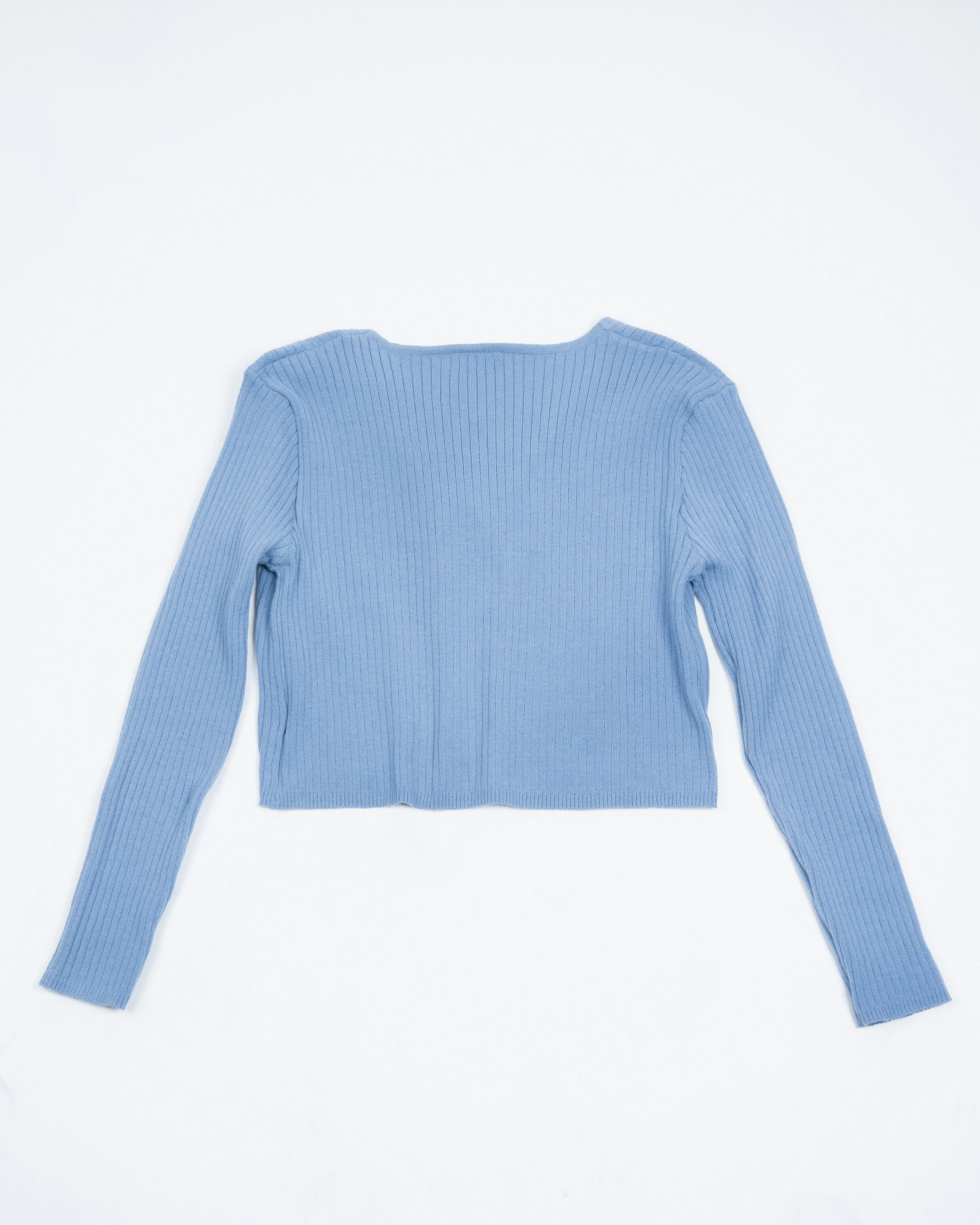 Eco Ribbed Knit Cardigan (Blue)