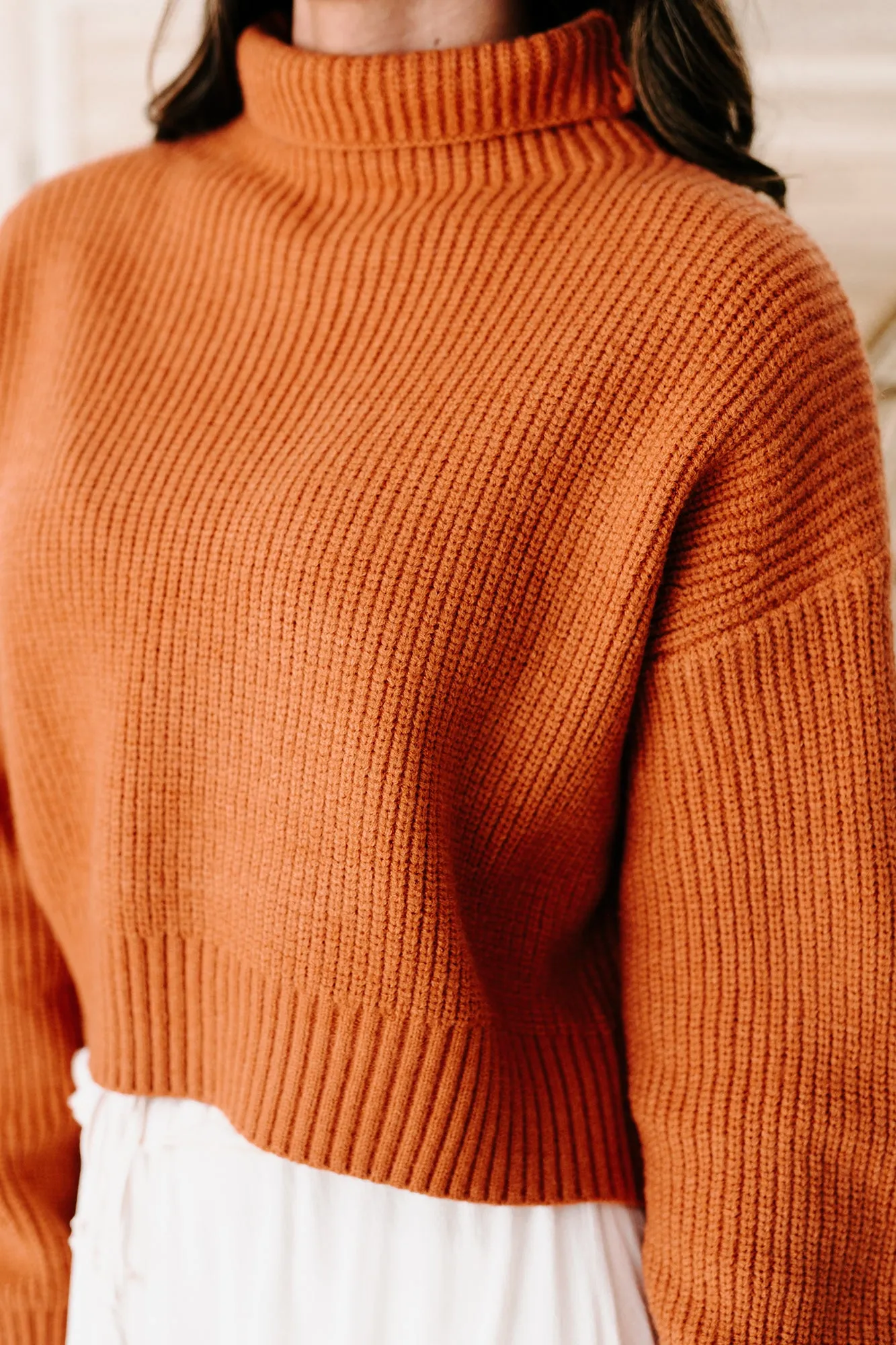 Francesca Cropped Mock Neck Sweater (Butterscotch)