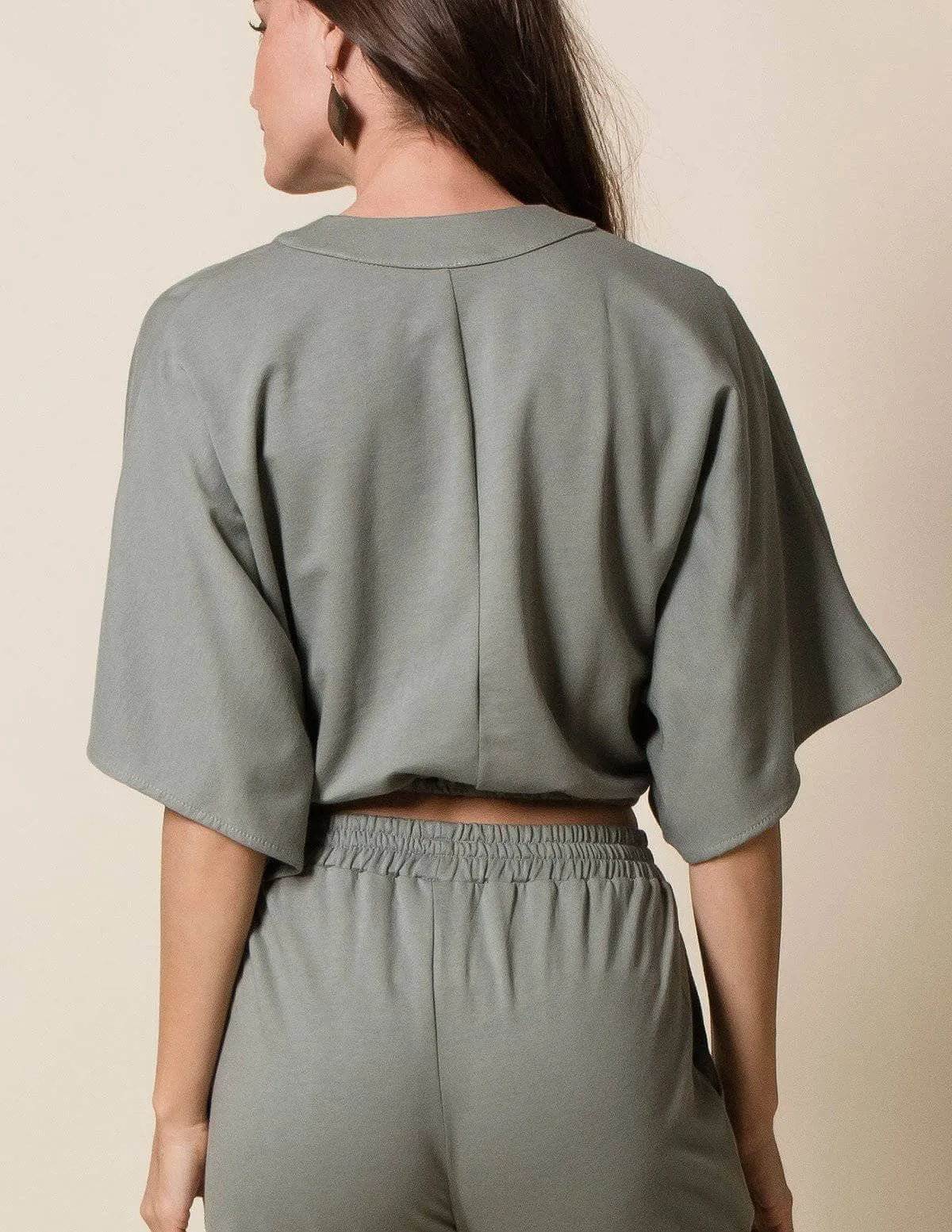 Hemp Fleece Surplice Crop