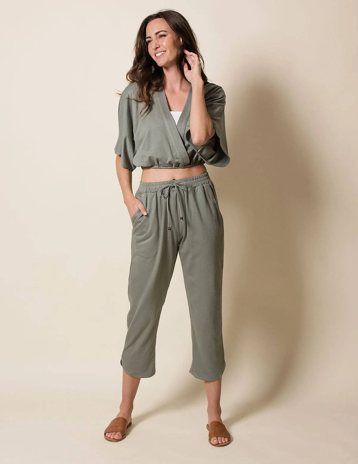 Hemp Fleece Surplice Crop