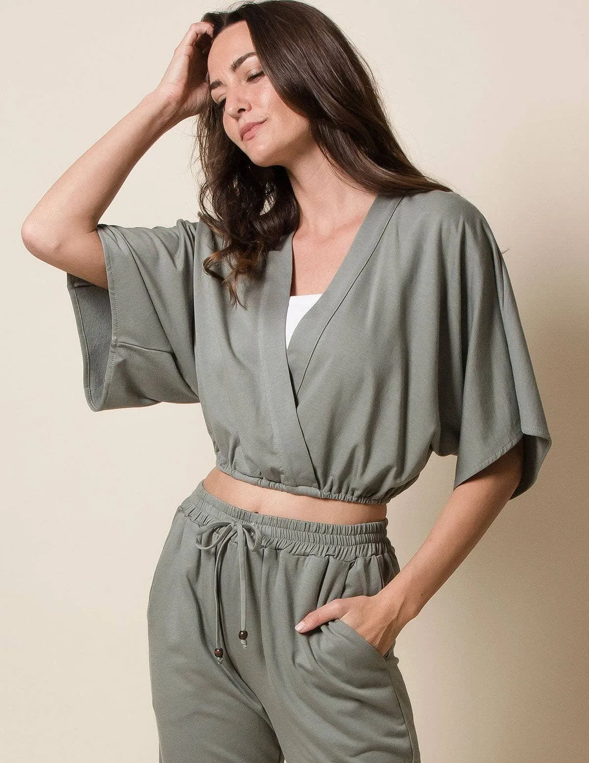 Hemp Fleece Surplice Crop