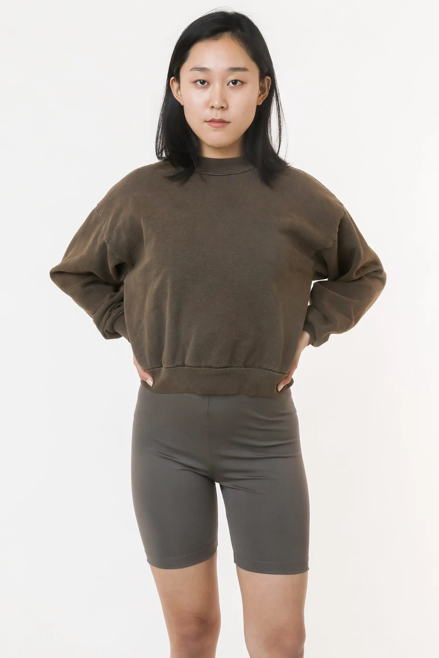 HF06 - Heavy Fleece Cropped Mock Neck Pullover (Pigment Dye)