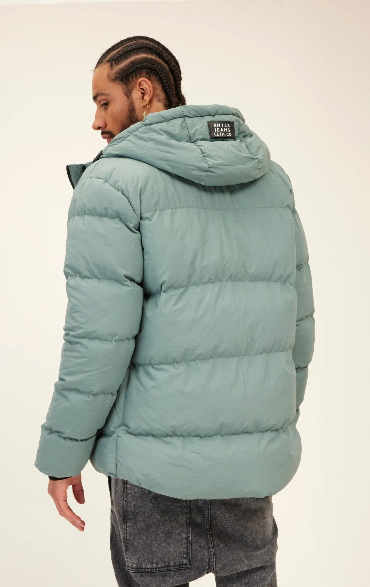 Hooded Padded Coat - Teal Green