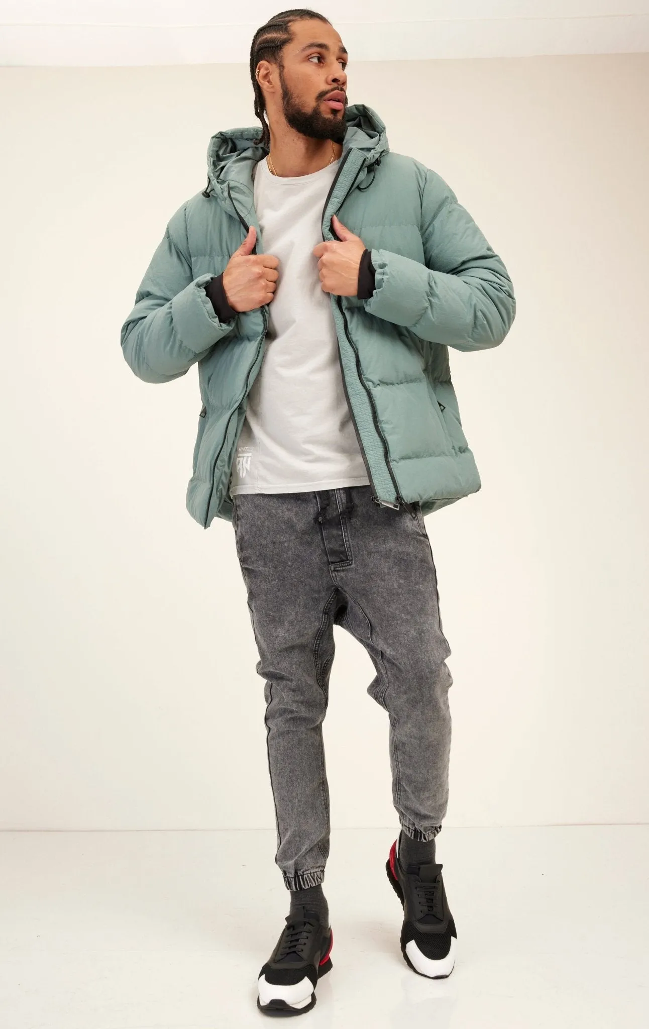 Hooded Padded Coat - Teal Green