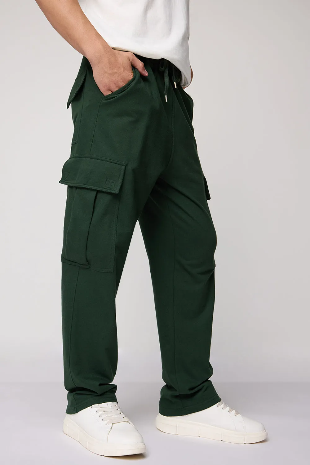 Men's Relaxed Olive Knit Cargo Joggers