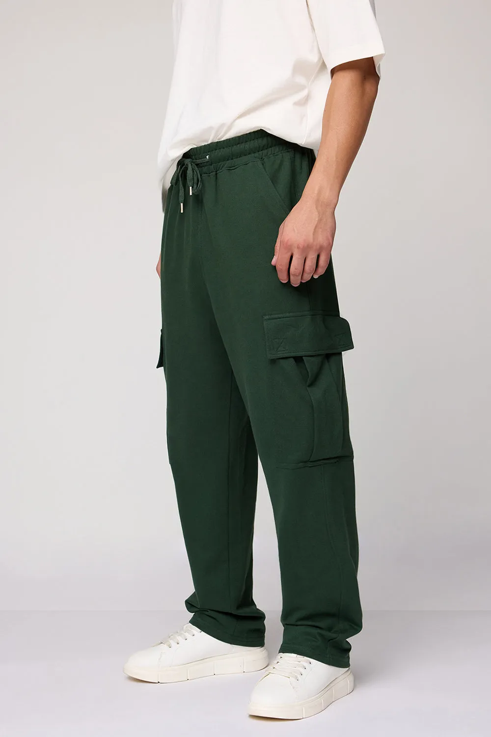 Men's Relaxed Olive Knit Cargo Joggers