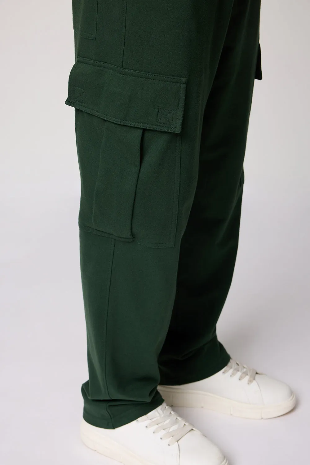 Men's Relaxed Olive Knit Cargo Joggers