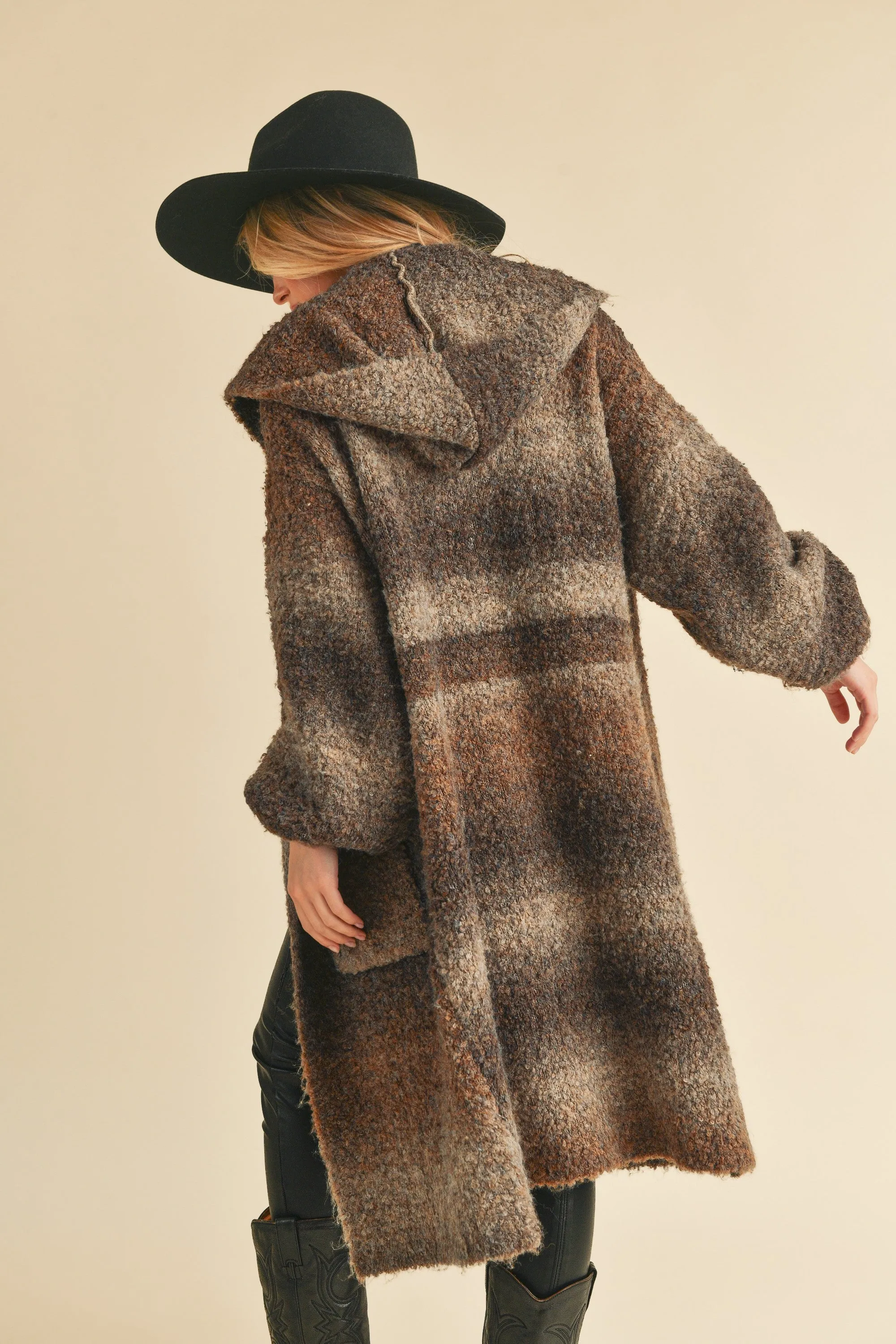 Nelly Hooded Wool Coat Cardigan