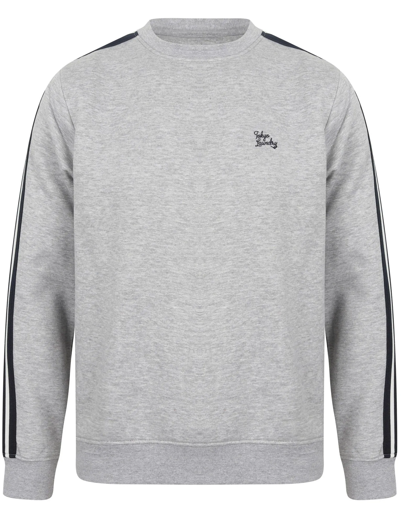 Nocona Point Sweatshirt with Tape Detail Sleeves in Light Grey Marl - Tokyo Laundry