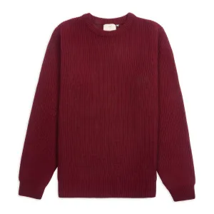 Ribbed Crewneck Jumper - Burgundy