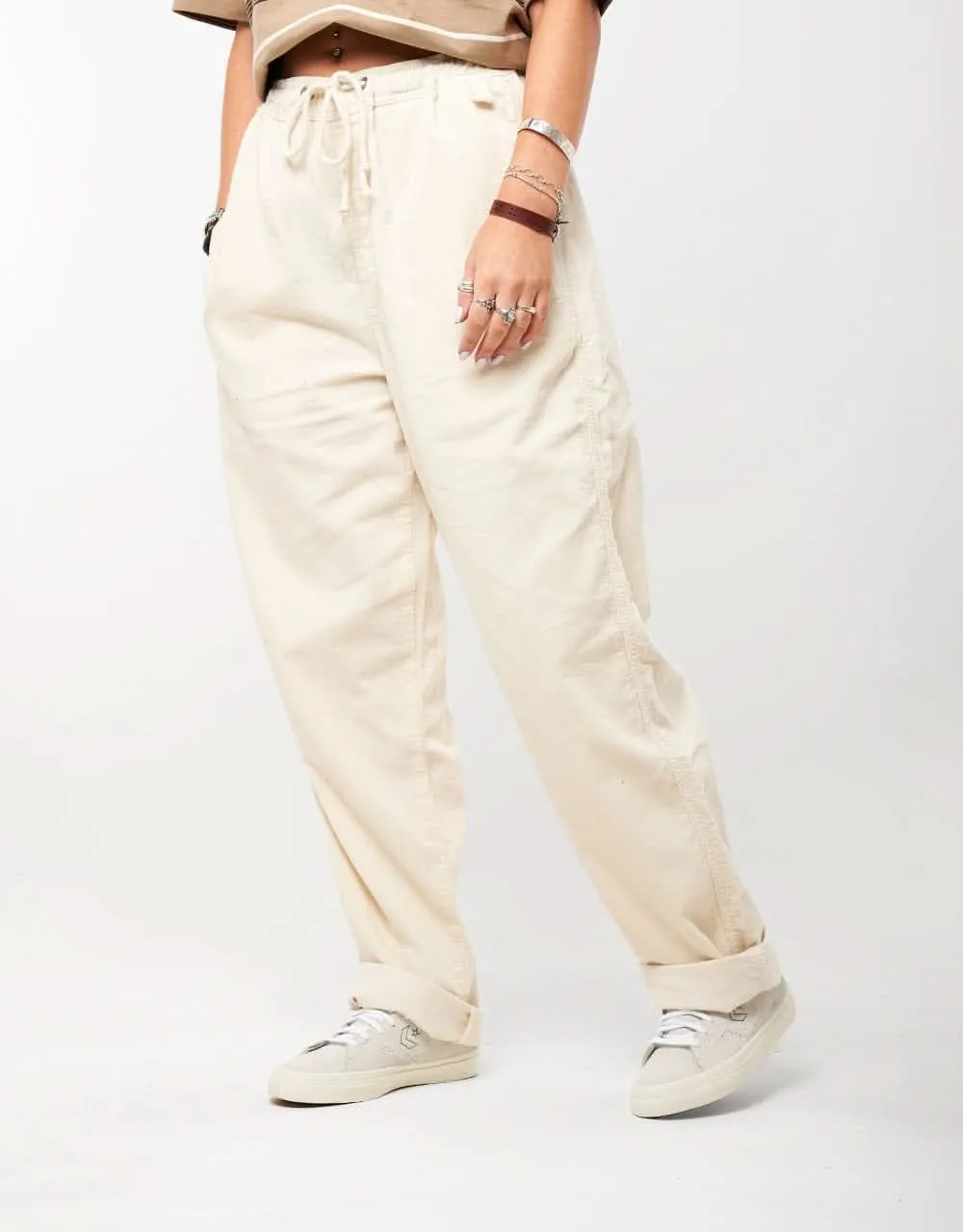 Route One Classic Cord Beach Pants - Natural