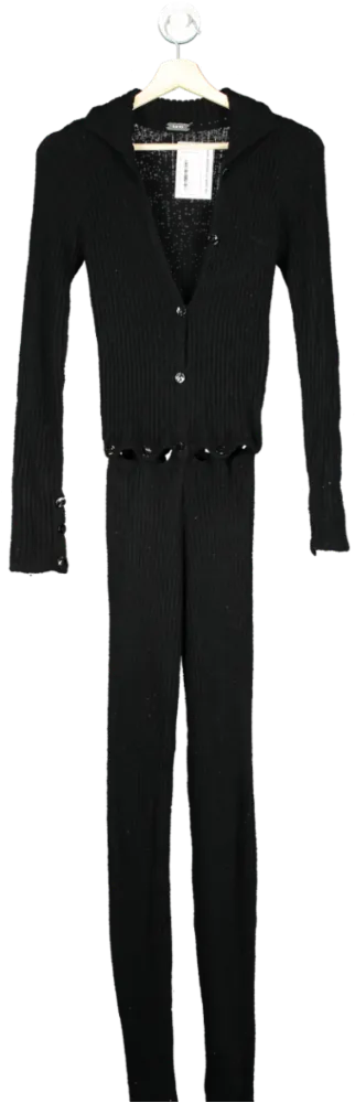 RUVE Black Ribbed Knit Cardigan Set One Size