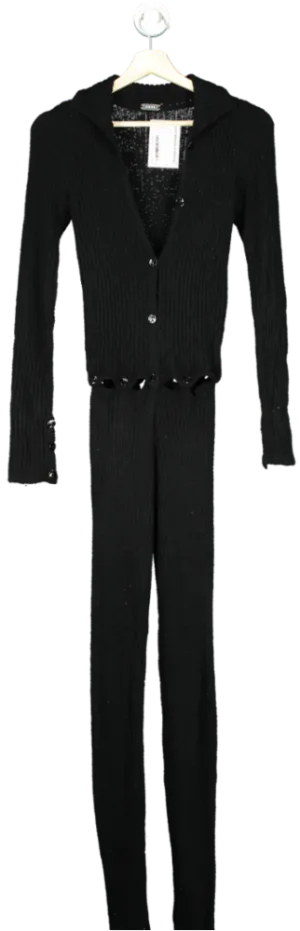 RUVE Black Ribbed Knit Cardigan Set One Size