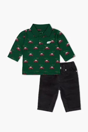 SALE - Long Sleeve Polo Corduroy Pant Bundle_Bringing Home the Christmas Tree