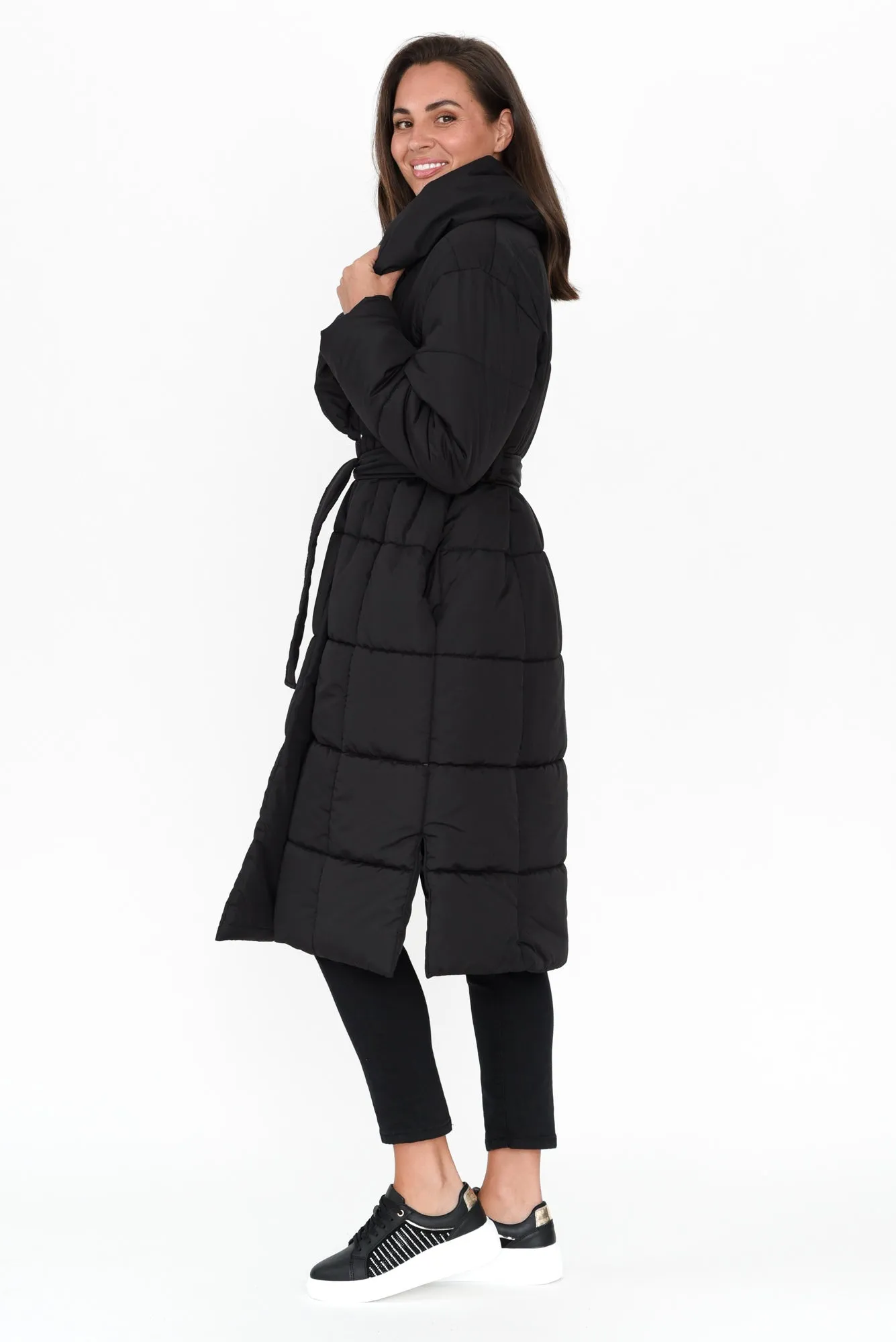 Shawl Black Tie Puffer Coat