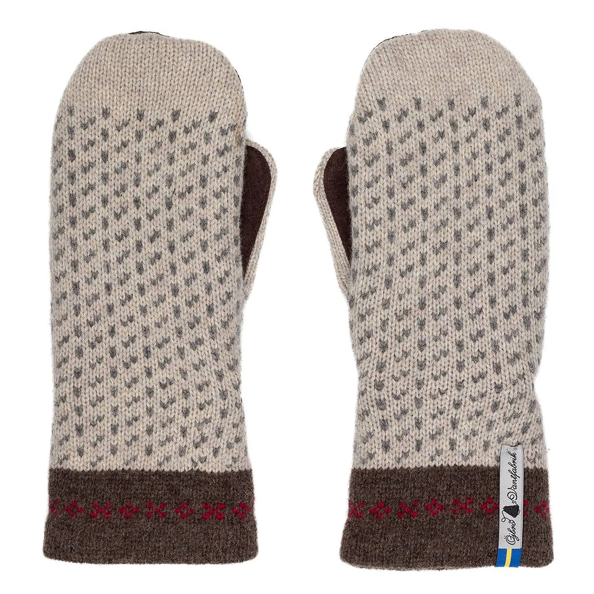 Skaftö Pattern Suede Palm Swedish Mittens