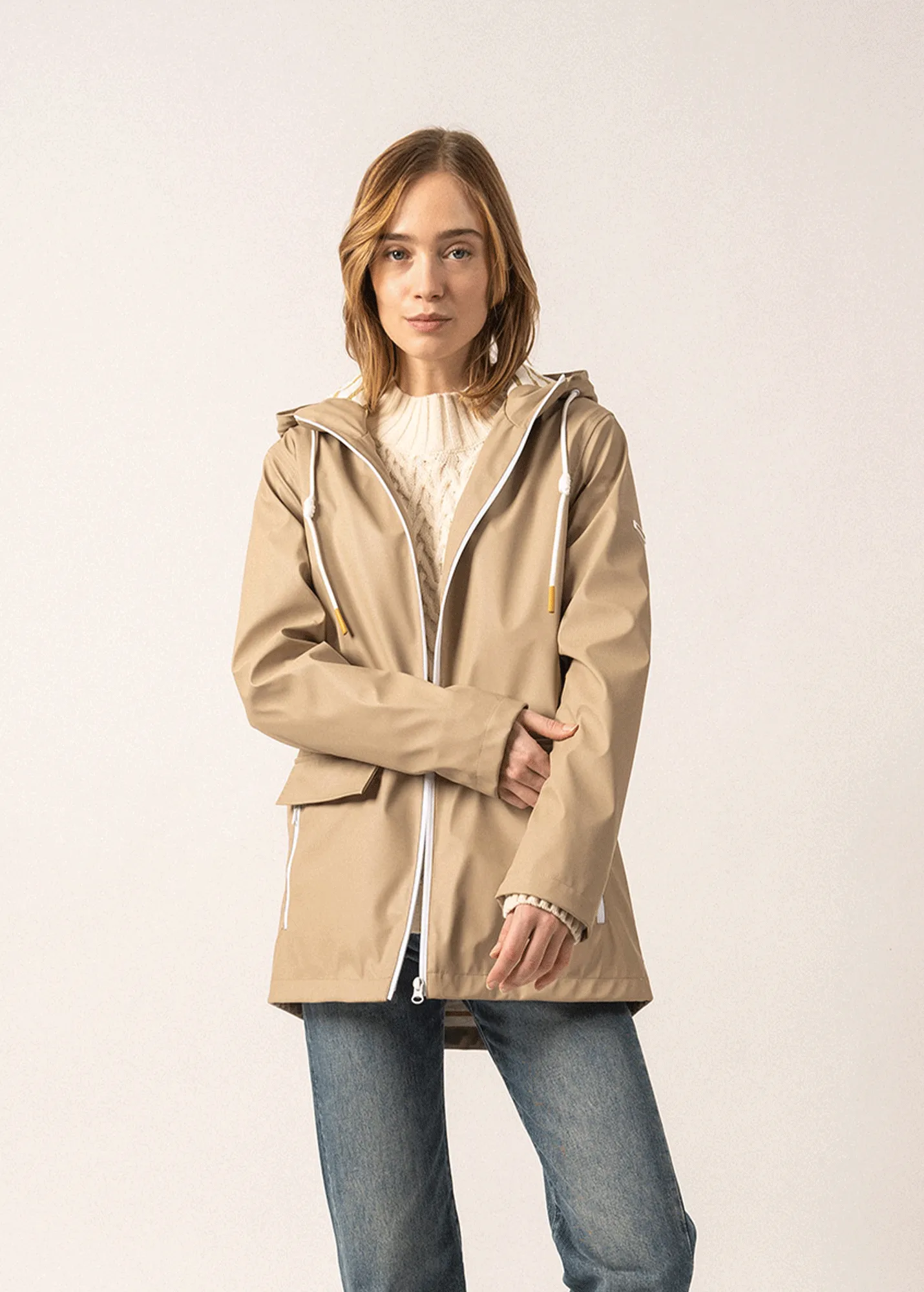 Ste Gabrielle hooded raincoat - lined (NATUREL)