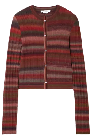 Striped Ribbed Wool Cardigan