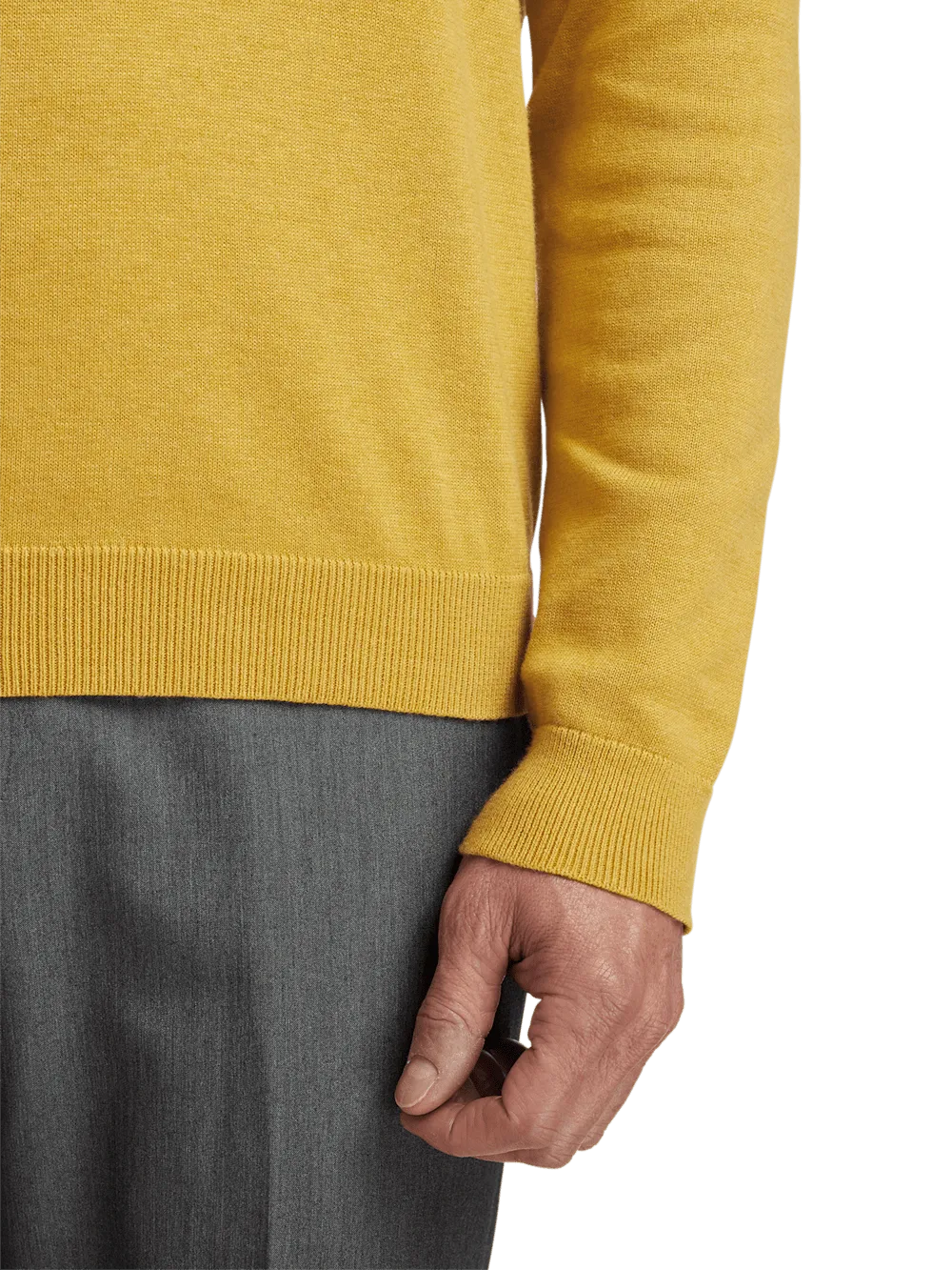 Supima Cotton Quarter Zip Mock Neck Sweater - Mustard