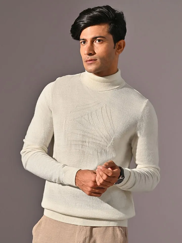 Turtle Neck Knitted Sweater - Moonscape