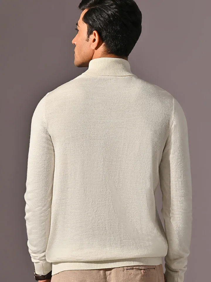 Turtle Neck Knitted Sweater - Moonscape