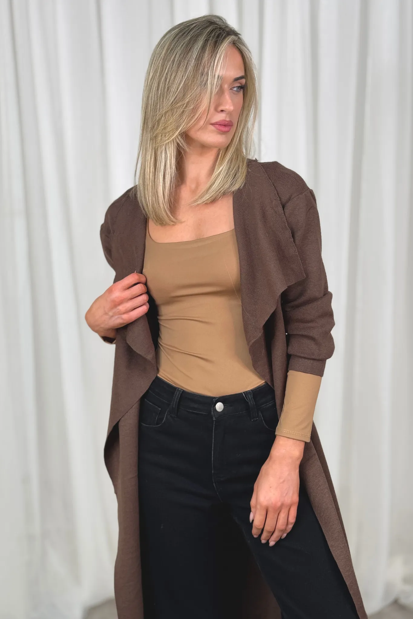 Willow Longline Jacket In Coffee