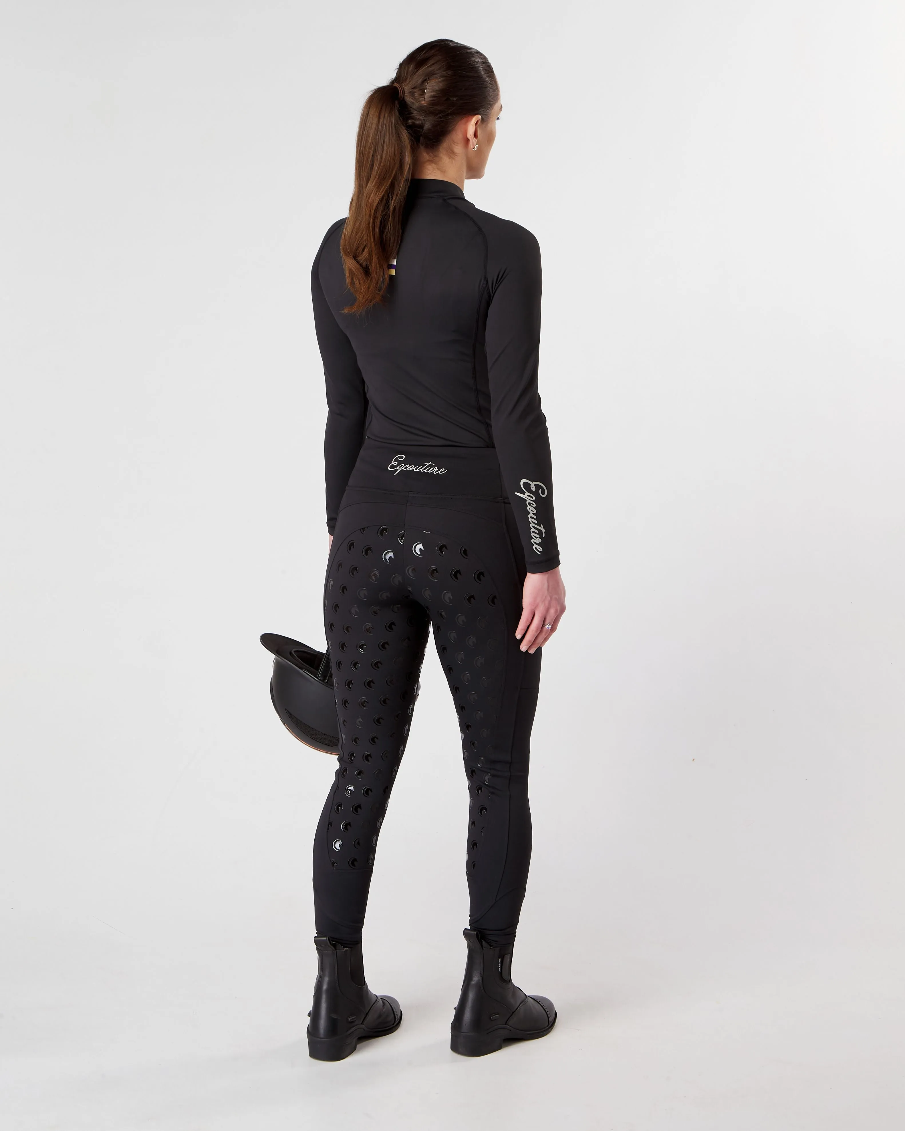 WINTER Thermal Black Riding Leggings / Tights with Phone Pockets - WATER RESISTANT