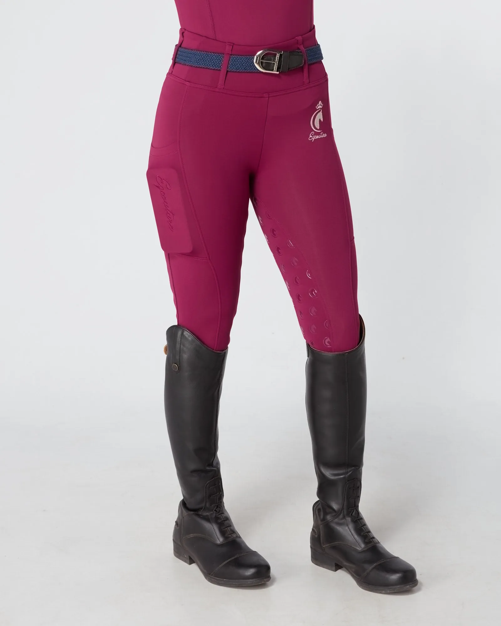 WINTER Thermal Deep Ruby Riding Leggings / Tights with Phone Pockets - WATER RESISTANT