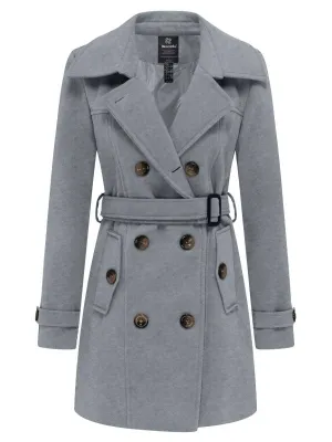 Women's Pea Coat Double Breasted Winter Trench Jacket