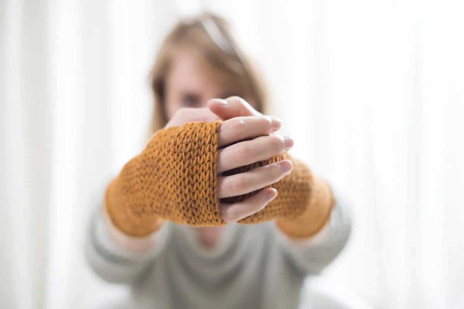 Yellow Mustard Fingerless Soy Mittens